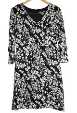 Karl Lagerfeld Paris Black White Floral Lace V Neck 3/4 Sleeve Carys Dress‎ 6 Photo 0