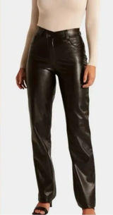 Abercrombie & Fitch 90s Straight Ultra High Rise Leather Pants Curve Love Photo 0