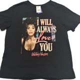 Vintage Whitney Houston Short Sleeve T-Shirt Black I Will Always Love You Photo 0
