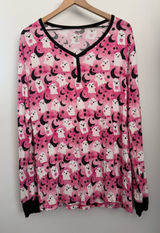 Birdie Bean‎ Large Ghost Print PJ Long Sleeve Henley Pink Black Bamboo Halloween Photo 0