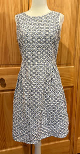 Brooks Brothers Broderie Anglaise Mini Dress Blue White Eyelet Embroidered Sz 10 Photo 0