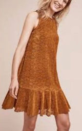 Maeve Anthropologie Lace Ruffle Hem Shift Dress 10 Boho dainty floral retro whim Photo 0