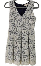 Monteau White‎ Lace Dress V Neck Sleeveless Party Cocktail Dress Photo 0