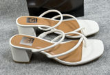 DV Dolce Vita Size-7 Women's Lumena Strappy Thong Block Heel Sandals White Photo 0