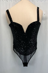 Intimately Free People Corset S Sparks Fly Shimmery Sequin Bodysuit Rocker Glam Photo 0