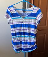 Oh baby by motherhood size L striped short sleeve top with cinched sides Photo 0