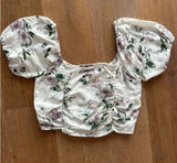 Purple Floral Volcom Crop Top Photo 0