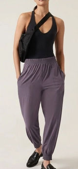 Athleta Savannah Jogger Pants Dusk Violet Paperbag Waist FeatherweightStretch 2 Photo 0