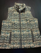 Christopher & Banks Womens‎ Teal Tan Geometric Quilted Puffer Vest Large Photo 0