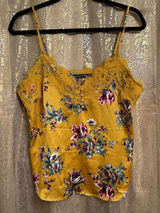 Abercrombie & Fitch Marigold Golden Floral Silky‎ Lace Camisole Top Med Photo 0