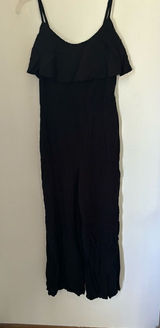 Abercrombie & Fitch Black Ruffle Jumpsuit Smocked Waist M Photo 0