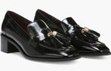 NWOB Franco Sorto Donna Block Heel Tassel Faux Patent leather Loafers Black 6M Photo 0