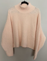 Pilcro Dawn Mock-Neck Chunky Sweater Cream/Peach Women's Size Large Photo 0