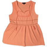 FRYE Cadmium Orange Textured Peplum‎ Tassel Tie Neck Tank Top Shirt Women's M Photo 0