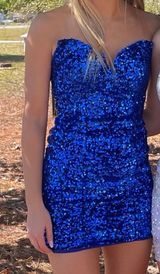Portia & Scarlett Blue Sequin Homecoming Dress Photo 0
