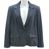 Tahari ASL Arthur S‎ Levine Navy Pinstripe Blazer Women 12 Office Workwear Photo 0