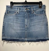 LEVI'S‎ Made & Crafted Mini Skirt 27 Blue Raw Hem Denim Premium Boho Festival Photo 0