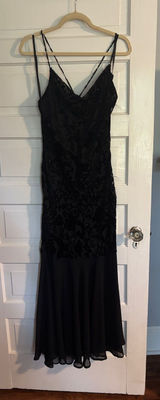 Elegant Black Beaded Evening Dress Size 14 Photo 0