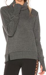 Alo Haze Sweatshirt Funnel Neck Pullover Thumbholes Charcoal Heather M Photo 0
