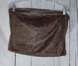 Forever 21 Distressed Brown Faux Leather Cropped Festival Rave Y2K Indie Top NWT Photo 0