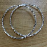 Silver Tone Diamond Cut Round 3.5 inch Statement Hoops Photo 0