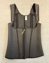 Black Latex Waist Trainer Vest Double Closure Slimming Cincher Corset Witchy Photo 0