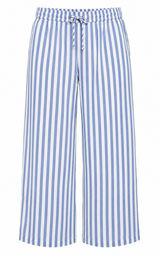 PrettyGarden Wide Leg Striped Drawstring Pants Elastic Waist Blue White Size XXL Photo 0