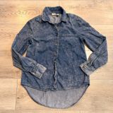 Mudd Acid Wash Denim Shirt Long Sleeve Button Down Cutout Back Women's‎ Small S Photo 0