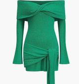 Off The Shoulder Green Dress Photo 0
