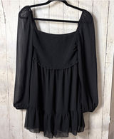 Wilfred Black Smocked Long Sleeve Dress Photo 0