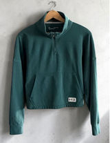 Under Armour‎ Green Quarter Zip Cropped Fleece Pullover Sweatshirt Womens XS Photo 0