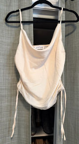 Petal & Pup Satin Cowl Neck Tank in Cream Photo 0