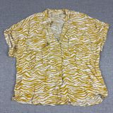 Maeve By Anthropologie Tunic Blouse Womens M Yellow Animal Print V-Neck Dolman Photo 0