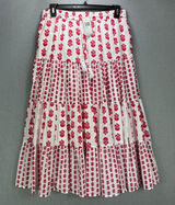 NWT Philosophy Maxi Skirt Large Red/White Floral Tiered Boho Festival Peasant Photo 0