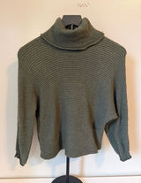 Poof Apparel Medium Olive Green Turtleneck Ribbed Women's Sweater Photo 0