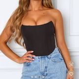White Fox Women's Black Strapless Patience Cropped Corset Sz Medium Photo 0