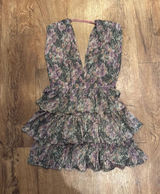 Pants Store Metallic Floral Tiered Ruffle Mini Dress Size M Photo 0