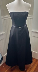 Black Strapless Corset Back Evening Gown Rhinestone Belt Tulle Skirt Small Photo 0