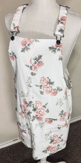 Y2K NOBO White Floral Overall Mini Dress sz L 11/13 Cottagecore Romantic Photo 0