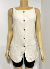 Free‎ People Free-Est Cream Textured Cotton Button Front Longline Vest OB2048594 Photo 0