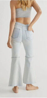 Free People We The Free Women Jeans Sz‎ 30 Light Wash Youthquake Crop Wide Flare Photo 0
