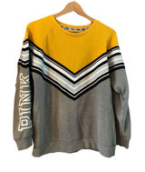 Victoria's Secret Pink Black Yellow Sparkly ‎ Striped Pullover Sweatshirt (S) Photo 0