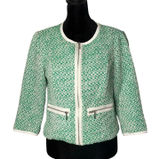 Cabi Woven Knit Full Zip Cardigan‎ Green Sweater Womens 4 Office Career Preppy Photo 0