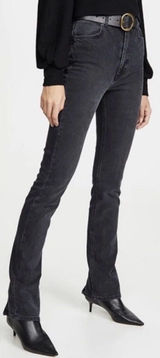 reformation camilla vintage erie black high waisted back ankle zip flare jean Photo 0