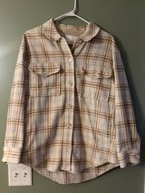 Lush Cream & Tan Plaid Shacket Photo 0