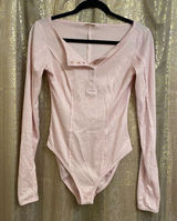 Free People Pink Nectar Sloane Henley Long Sleeve Bodysuit, XS Photo 0