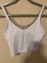 Lululemon White Crop Tank Top with Nude Lining size 8 Photo 0