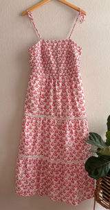 Roller Rabbit Pink Floral Tie-Shoulder Midi Dress Photo 0