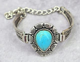 Blue Stone Silver Bracelet Boho Tribal Cuff Fashion Jewelry JB2-55‎ Photo 0