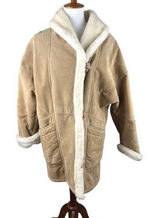 Vintage Wilsons Leather Suede & Faux Shearling Coat Penny Lane Y2K Tan M Photo 0